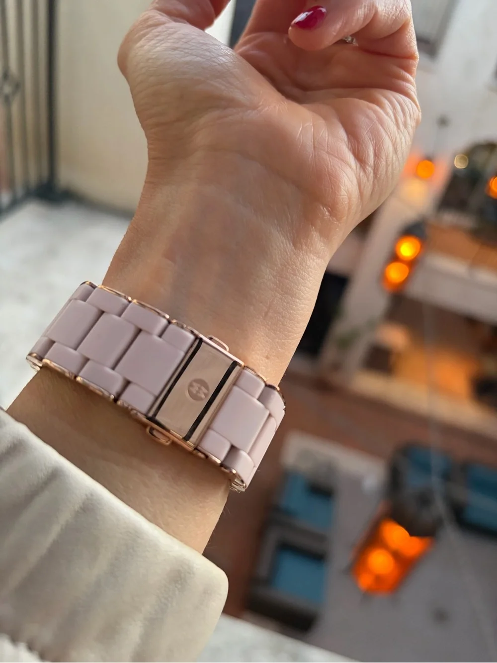 Apple Watch with Rose Gold Case and Rose Michele Band